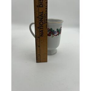 Lot 4 All The Trimmings CHRISTMAS HOLLY Footed MUG Tea Cup Coffee Fine Porcelain